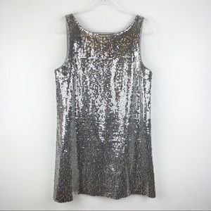 Free People Silver Sequin Scoop Back Mini Dress 12